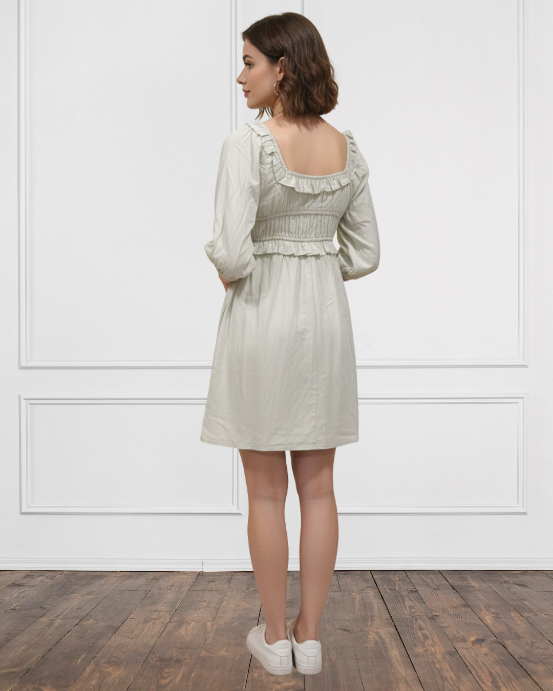 Soft Gathered Smock Mini Dress