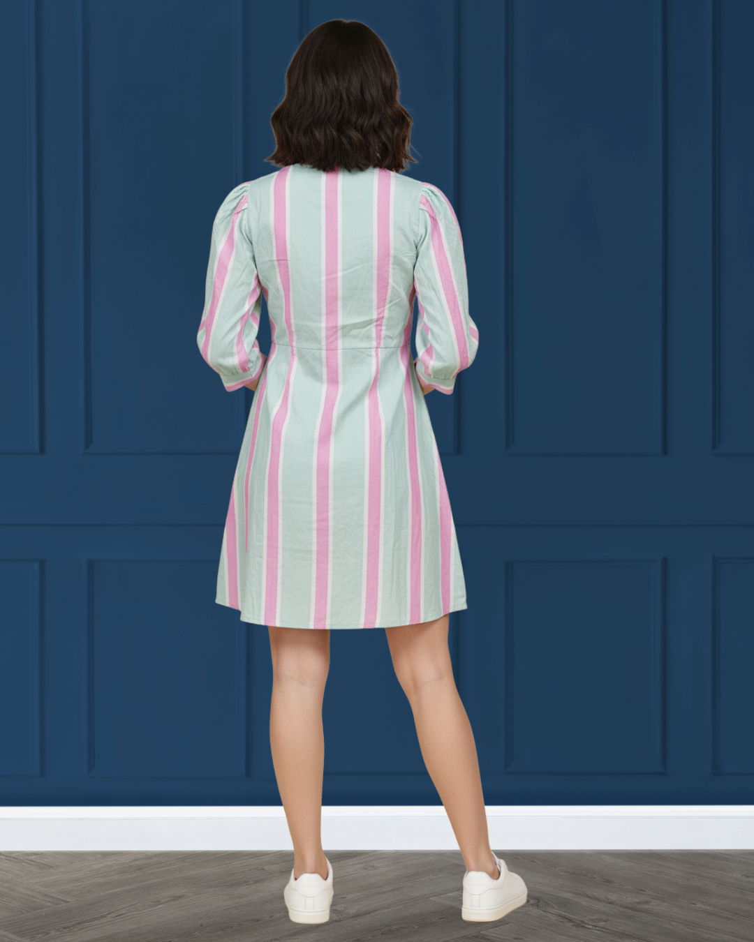 Stripe Lace-Up Mini Dress