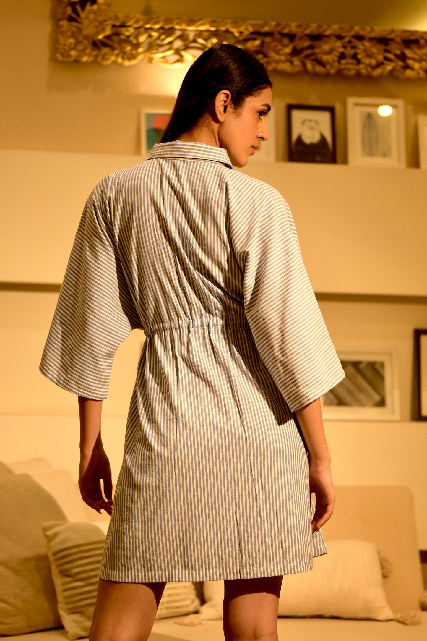 Ethereal Striped Shirt Dress