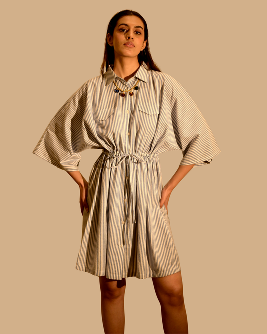 Ethereal Striped Shirt Dress
