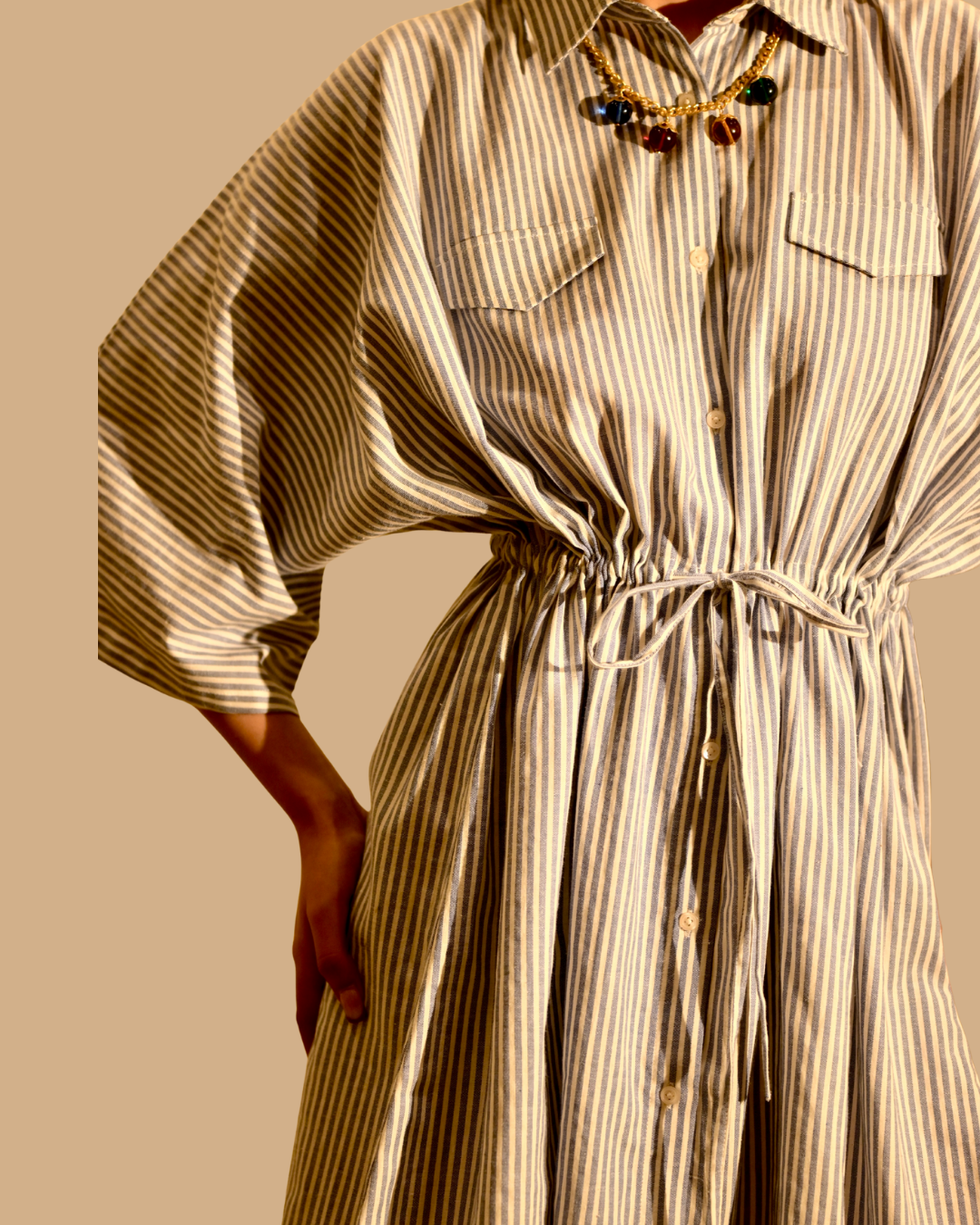 Ethereal Striped Shirt Dress