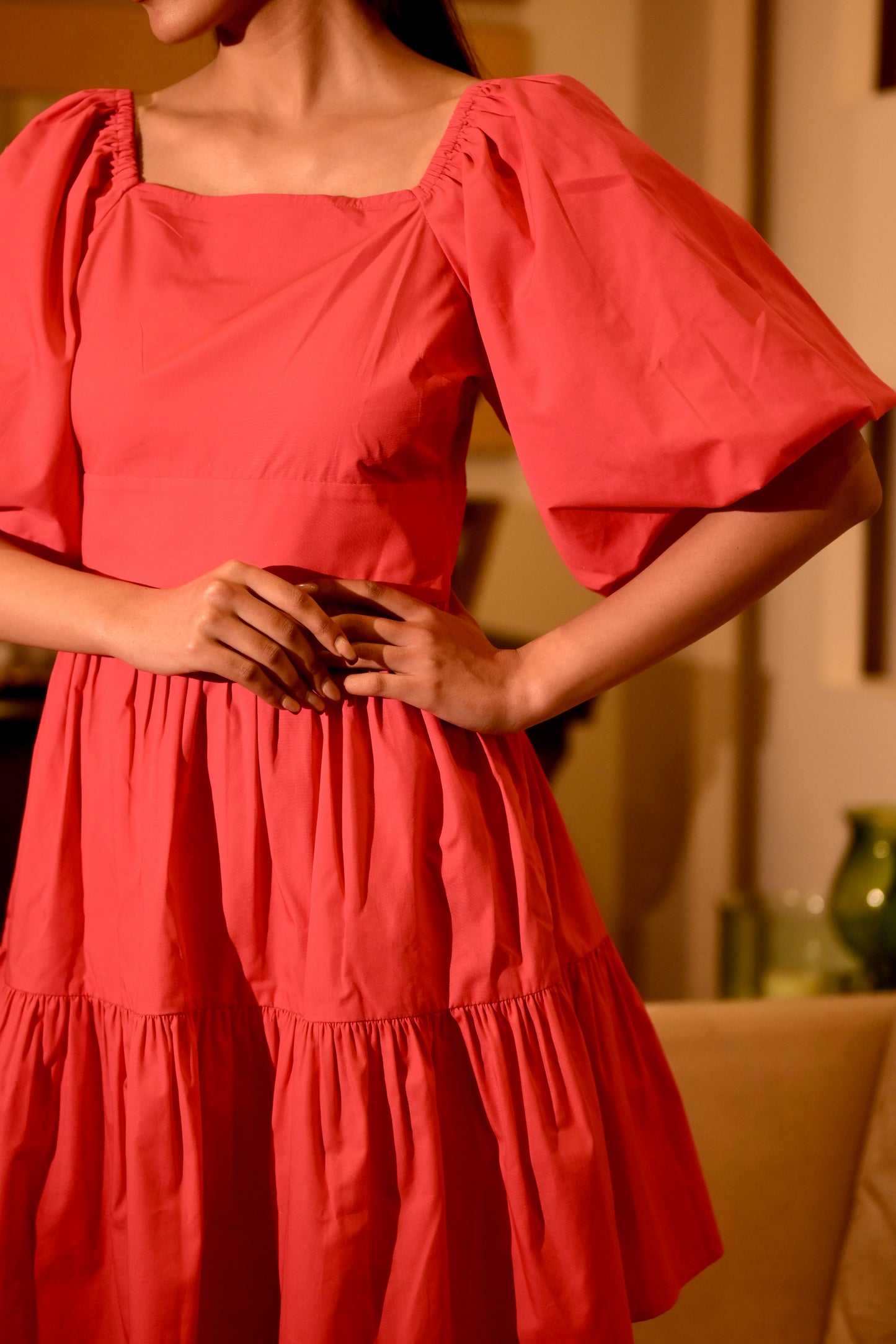 Cotton Mini Tiered Dress