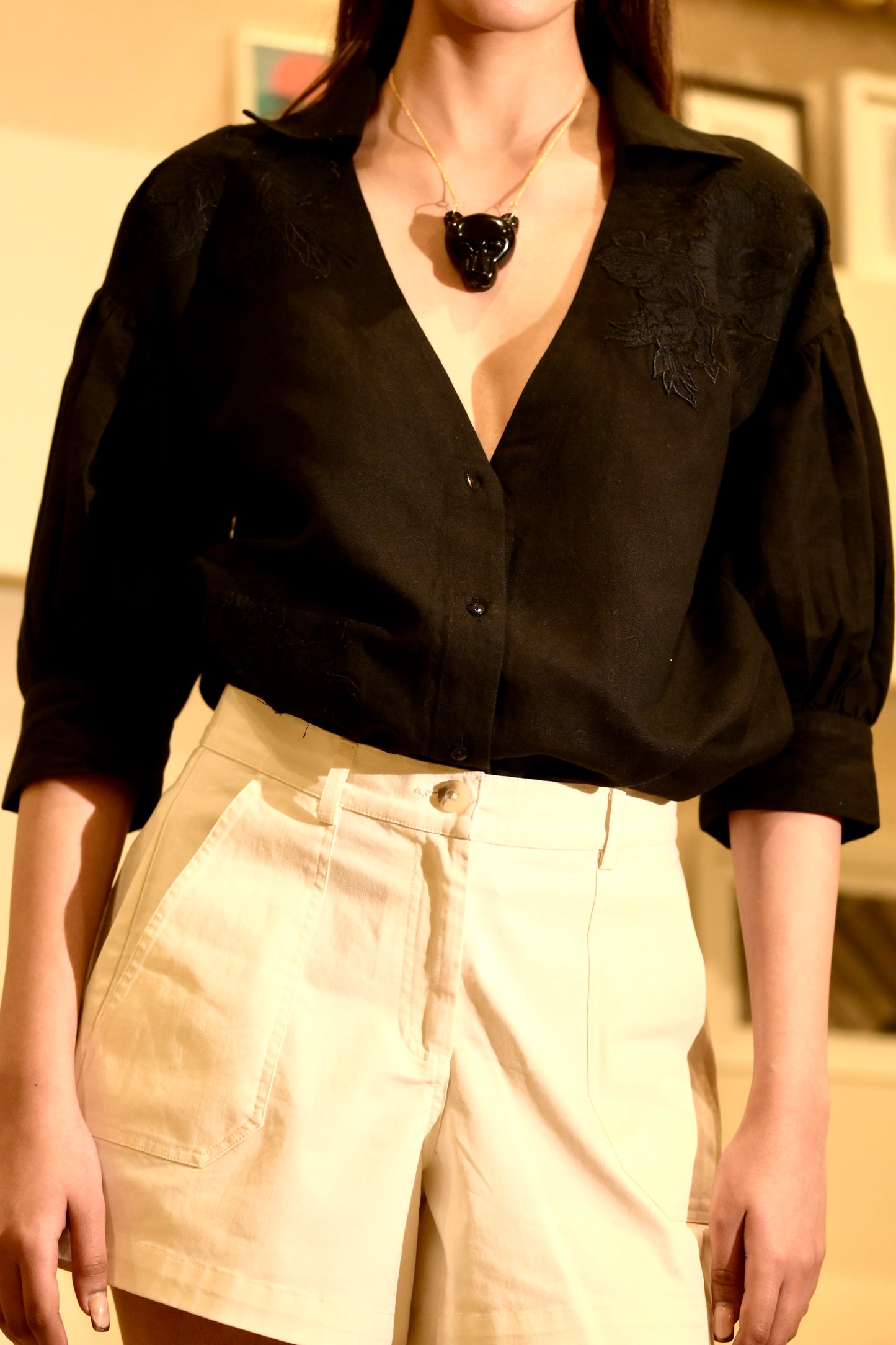 Nightfall Chic Collared Top