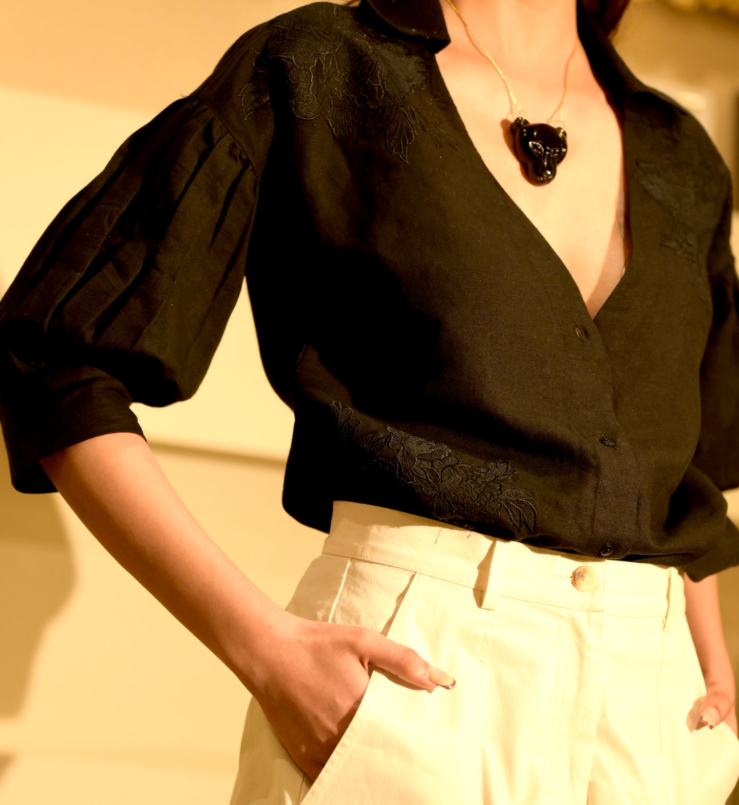 Nightfall Chic Collared Top