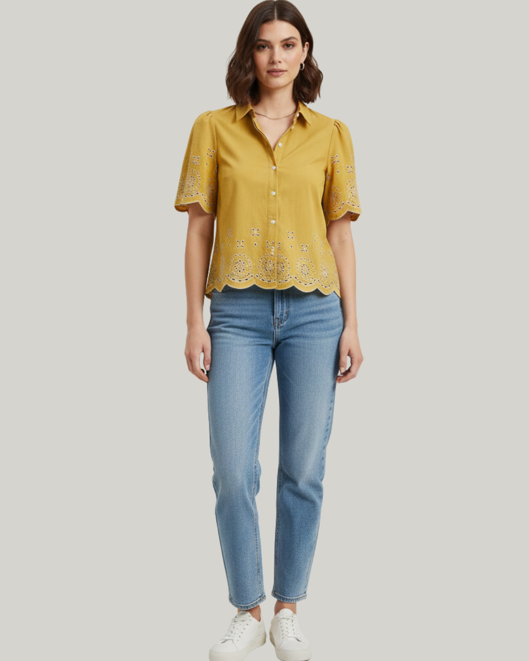 Embroidered Schiffli Cotton Top