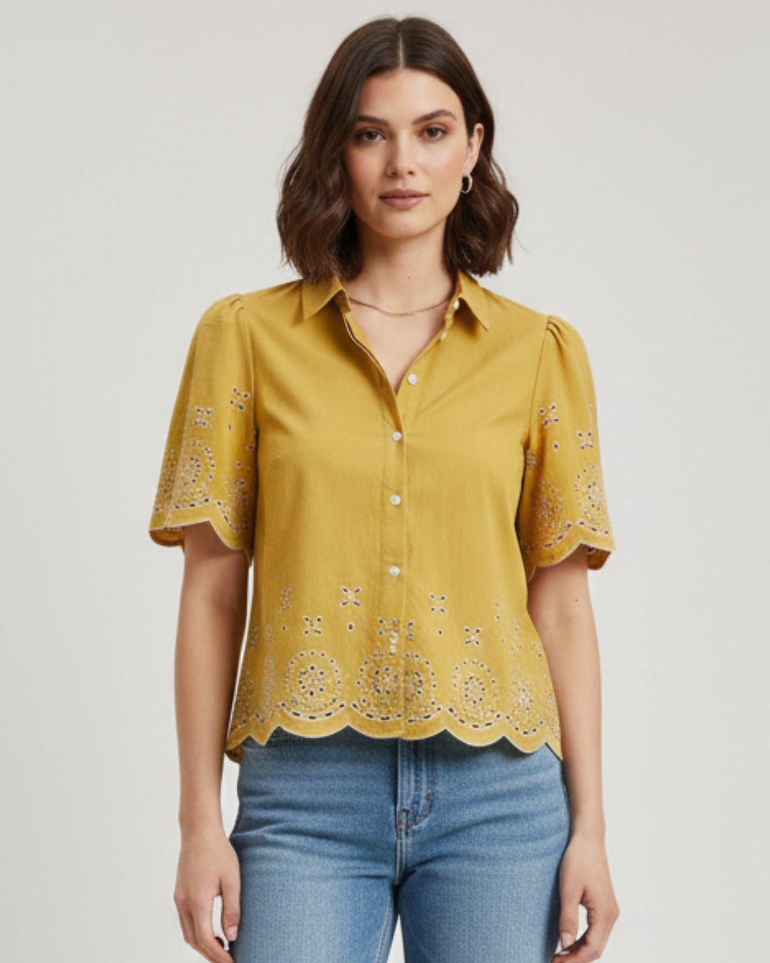 Embroidered Schiffli Cotton Top