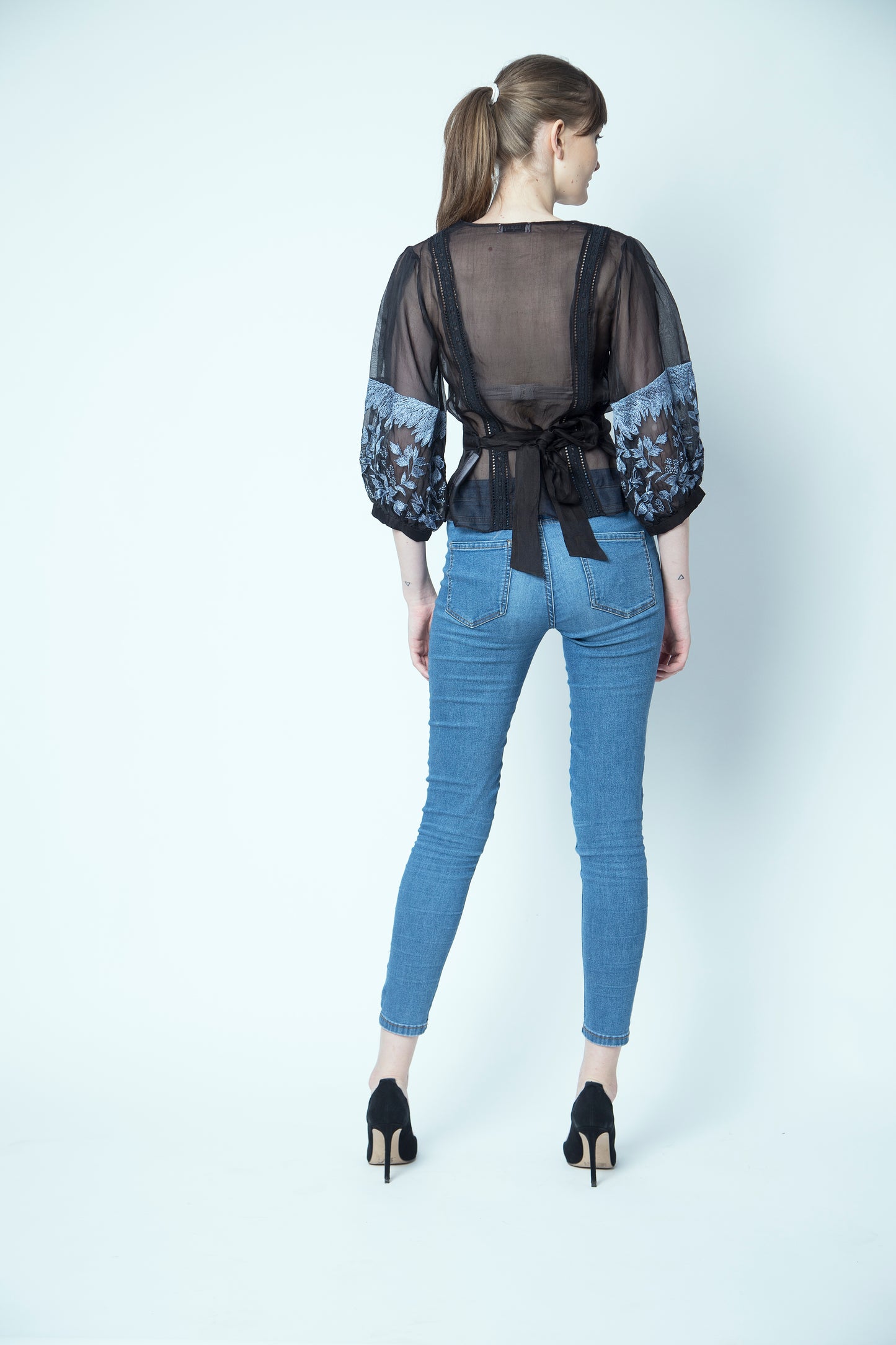 Puff Sleeve Embroidered Top